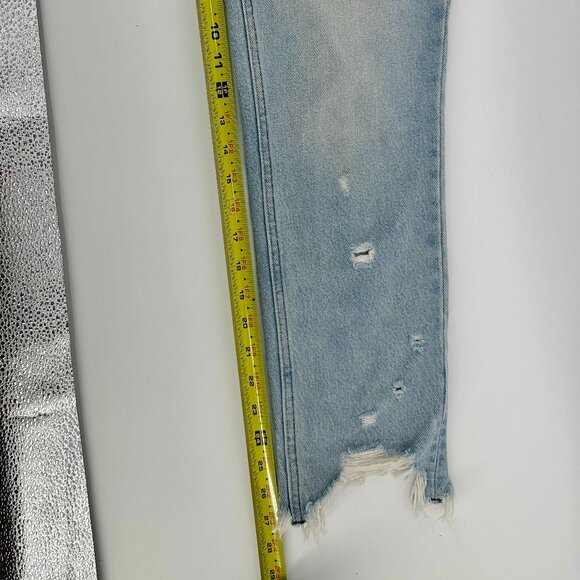 Abercrombie & Fitch Mom Jeans | Light Wash Distressed | Raw Hem | Size 25 - Picture 9 of 9
